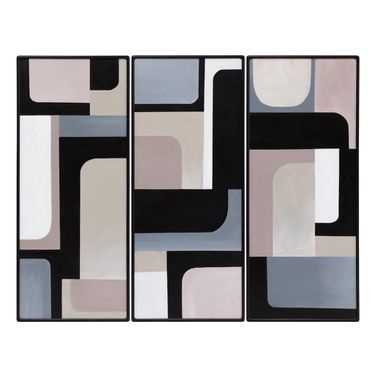 Radical Interpretation 28" x 66" Accent Wall Art Set of 3 In Black and Multi