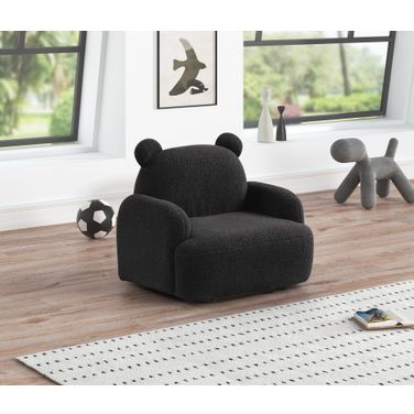 Raelynn 25.5 Inch Teddy Velvet Bear Shaped Kids Armchair In Black