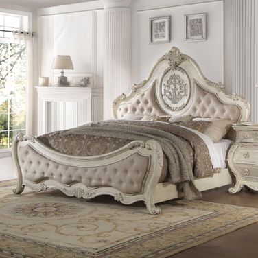 Ragenardus Panel Bed (Antique White) (King)