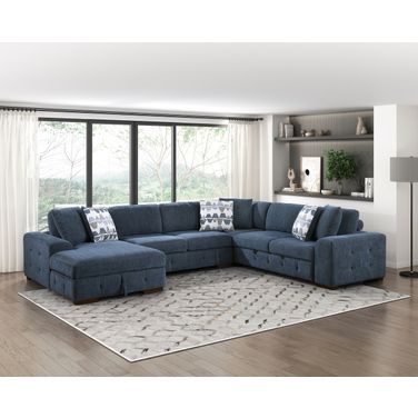 Raife 4-Piece Sectional with Left Chaise In Blue