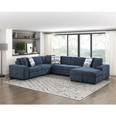 Raife 4-Piece Sectional with Right Chaise In Blue