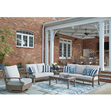 Rainier Ranch Outdoor Living Room Set with Cushion In Brown and Beige
