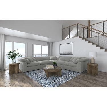 Raleigh 5-piece Boucle Upholstered Modular Sectional In Grey