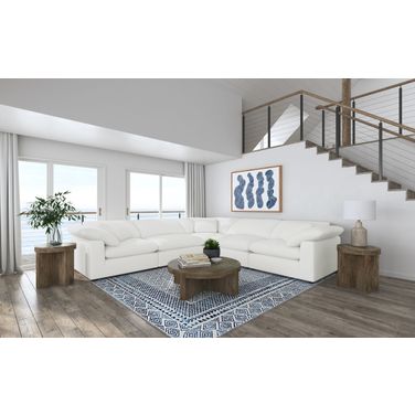 Raleigh 5-piece Boucle Upholstered Modular Sectional In Ivory