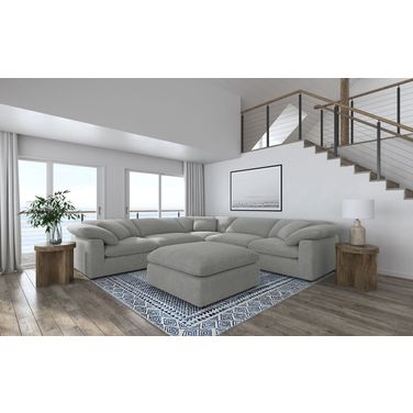 Raleigh 6-piece Boucle Upholstered Modular Sectional In Grey
