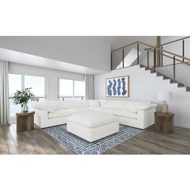 Raleigh 6-piece Boucle Upholstered Modular Sectional In Ivory