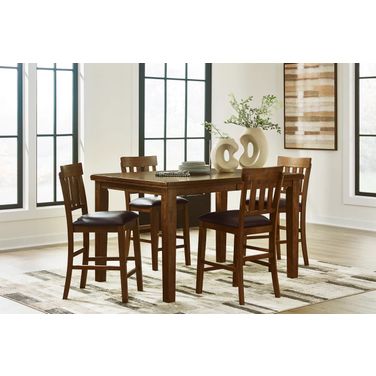 Ralene Counter Height Dining Room Set In Medium Brown