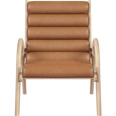 Randal Vegan Leather Upholstered Accent Chair In Cognac and Natural