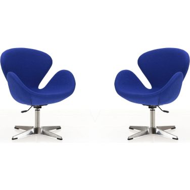 Raspberry Adjustable Swivel Chair in Blue and Polished Chrome (Set of 2)