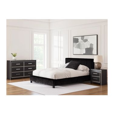 Ravalori Upholstered Panel Bedroom Set In Black