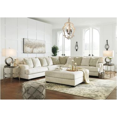 Rawcliffe 3-Piece Sectional with Ottoman In Parchment
