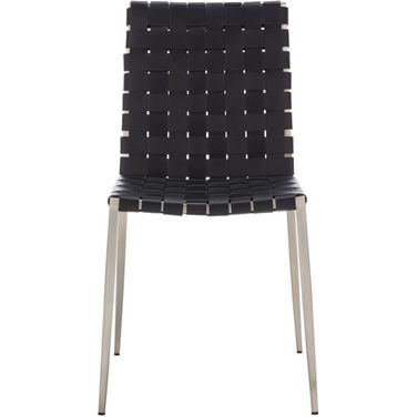 Rayne Woven Dining Chair Set of 2 in Silver and Black