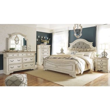 Realyn Two Tone Upholstered Panel Bedroom Set