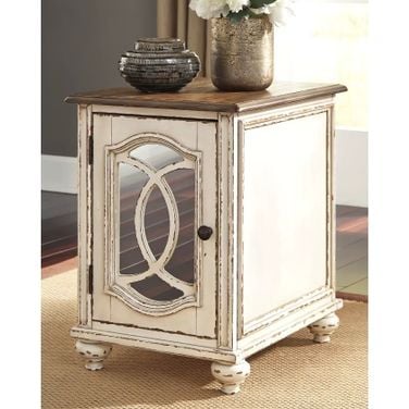 Meinertz Chair Side End Table - White/Brown Meinertz Chair Side End Table - White/Brown