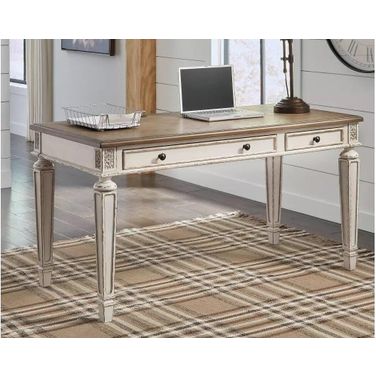 Realyn White and Brown Home Office Desk