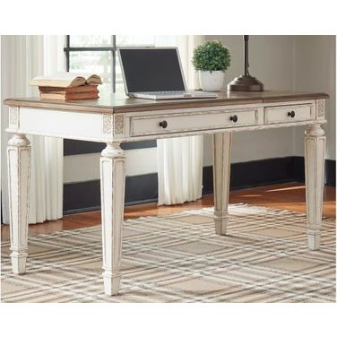 Realyn White And Brown Home Office Lift Top Desk