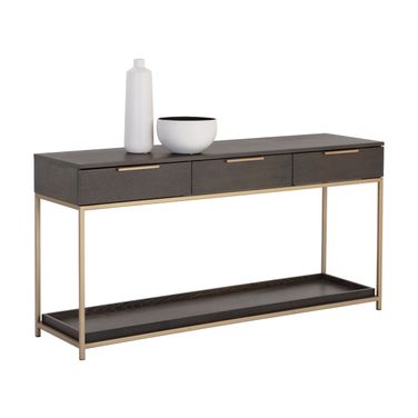 Rebel Console Table with Drawers In Gold and Charcoal Grey