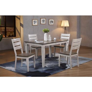 Rectangle Loft Contemporary Ladderback 5-Piece Dining Set In Ash and Stormy White