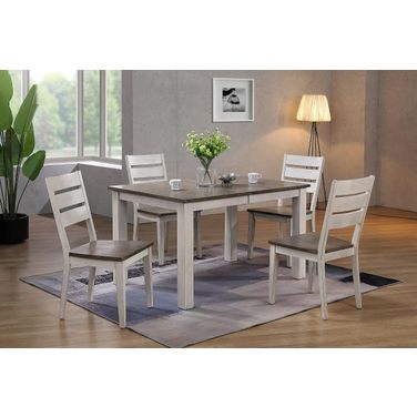 Rectangle Parsons Contemporary Ladderback 5-Piece Dining Set In Ash and Stormy White
