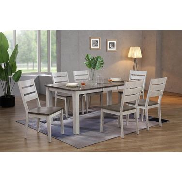 Rectangle Parsons Contemporary Ladderback 7-Piece Dining Set In Ash and Stormy White
