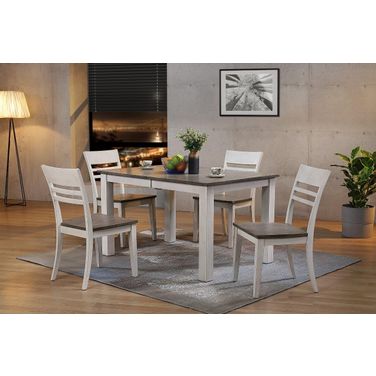 Rectangle Parsons Transitional Ladderback 5-Piece Dining Set In Ash and Stormy White