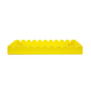 Rectangular Scalloped Riviera Tray In Glossy Yellow
