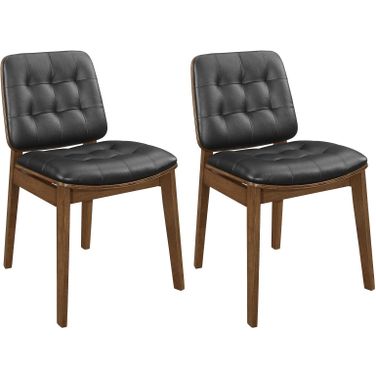 Redbridge Tufted Back Side Chairs Natural Walnut and Black Set of 2