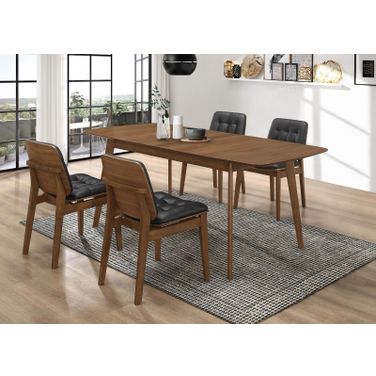 Redbridge Dining Room Set With Black Chairs In Natural Walnut