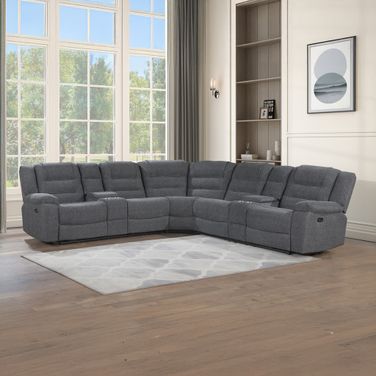 Redondo Power P1 3-Piece Sectional with Wedge In Gray
