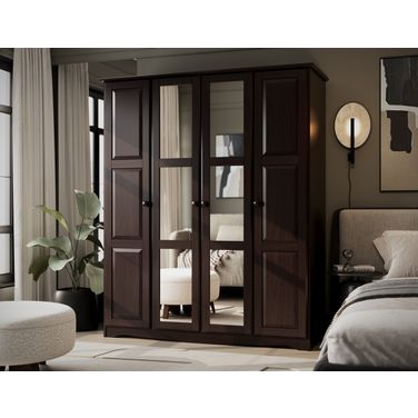 Regal 4-Door Wardrobe with Mirrored Doors In Java