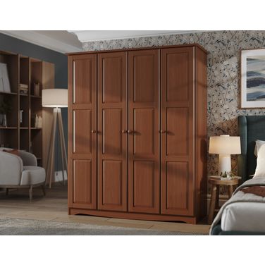 Regal 4-Door Wardrobe with Raised Panel Doors In Mocha