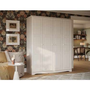 Regal 4-Door Wardrobe with Raised Panel Doors In White