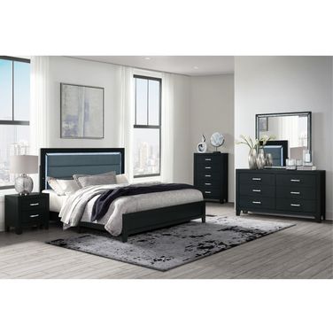 Reid Bedroom Set with LED In Black