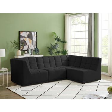 Relax Velvet 4 Piece Modular Sectional In Black