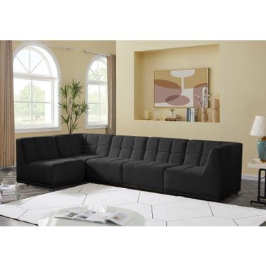 Relax Velvet 5 Piece Modular Sectional In Black