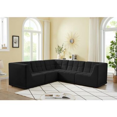 Relax Velvet 5 Piece Modular Sectional In Black