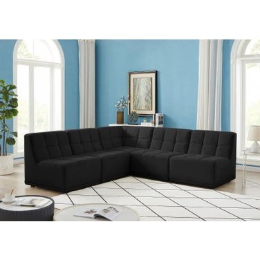 Relax Velvet 5 Piece Modular Sectional In Black
