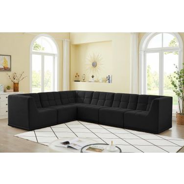 Relax Velvet 6 Piece Modular Sectional In Black