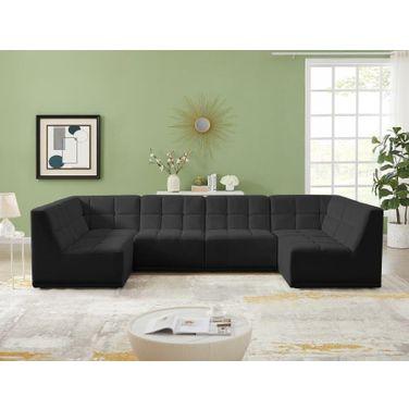 Relax Velvet 6 Piece Modular Sectional In Black