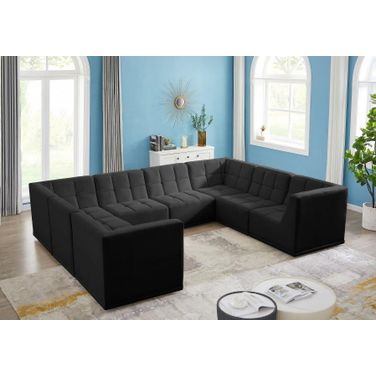 Relax Velvet 8 Piece Modular Sectional In Black