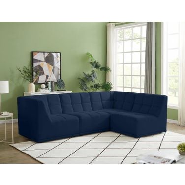 Relax Velvet 4 Piece Modular Sectional In Navy