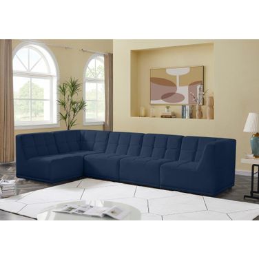 Relax Velvet 5 Piece Modular Sectional In Navy