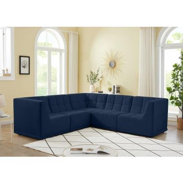 Relax Velvet 5 Piece Modular Sectional In Navy