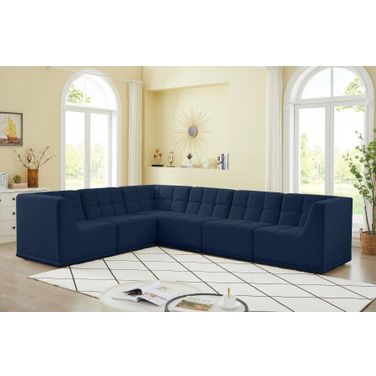 Relax Velvet 6 Piece Modular Sectional In Navy