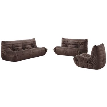 Relax Velvet Upholstered Living Room Set In Brown