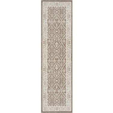 Renewed 2'2" x 7'6" Indoor Rug In Mocha and Ivory