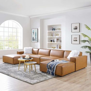 Restore 6-Piece Vegan Leather Sectional Sofa EEI-4713-TAN