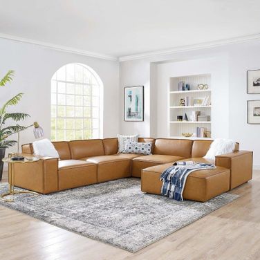 Restore 6-Piece Vegan Leather Sectional Sofa EEI-4714-TAN