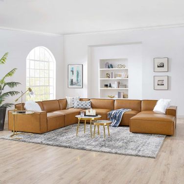 Restore 7-Piece Vegan Leather Sectional Sofa EEI-4716-TAN