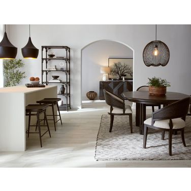 Retreat Pole Rattan Round Dining Room Set with 1-20 Inch Leaf Table